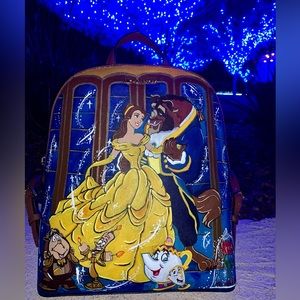 NWT CUSTOM HAND PAINTED Michael Kors Disney Beauty and the Beast Backpack Purse
